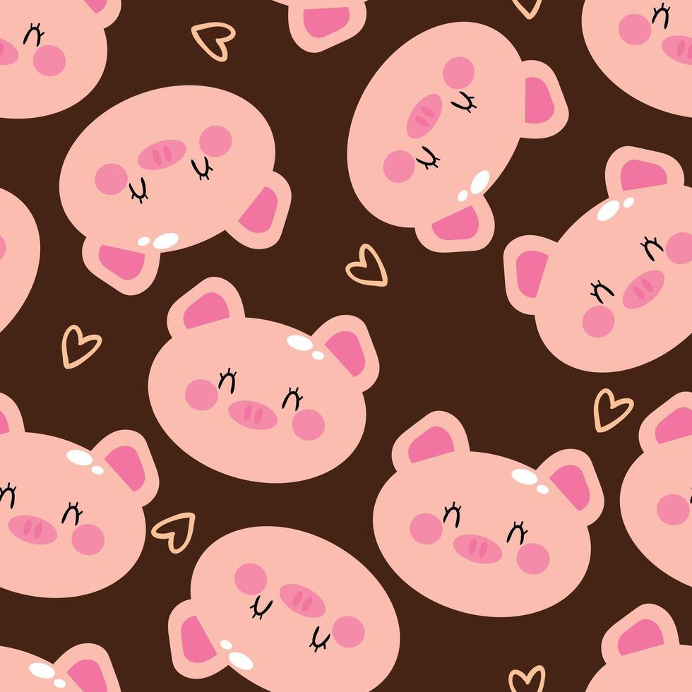 Seamless pattern with cute cartoon pink pigs, for fabric prints, textiles, gift wrapping paper. children's colorful , flat style vector
