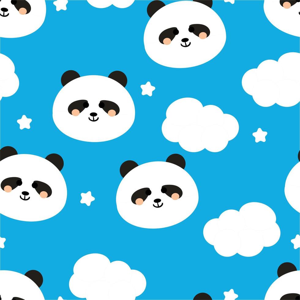 Seamless pattern with cute cartoon panda, for fabric prints, textiles, gift wrapping paper. children's colorful , flat style vector