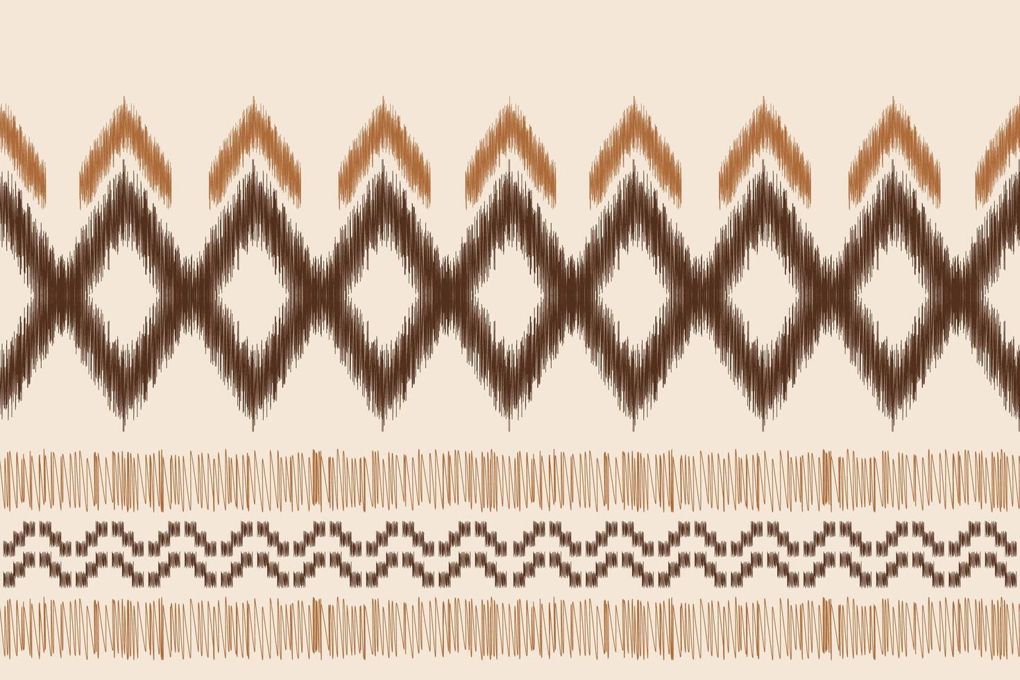 Traditional Ethnic ikat motif fabric pattern geometric style.African Ikat embroidery Ethnic oriental pattern brown cream background wallpaper. Abstract,illustration.Texture,frame,decoration. vector