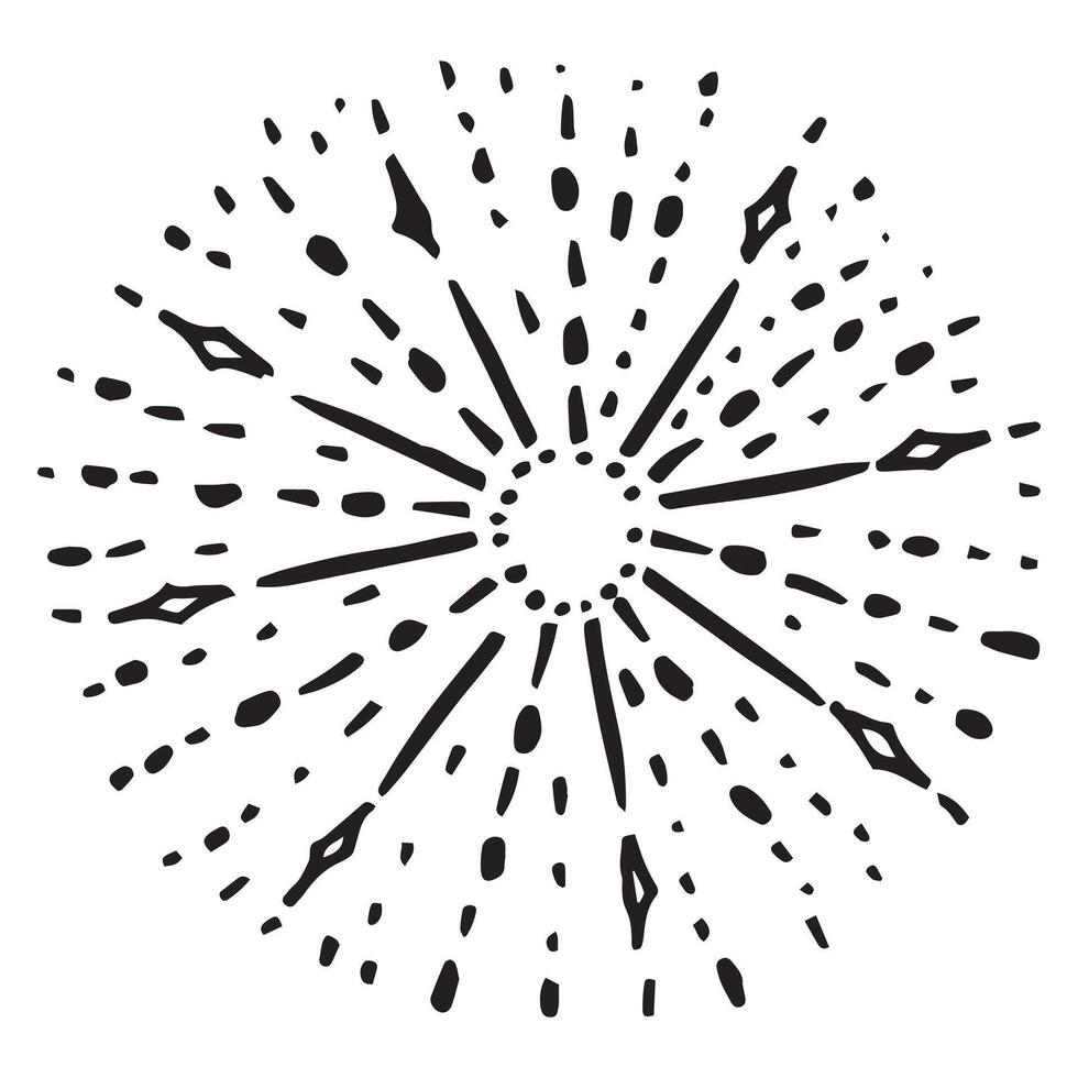 starburst hand drawn on white background. vector