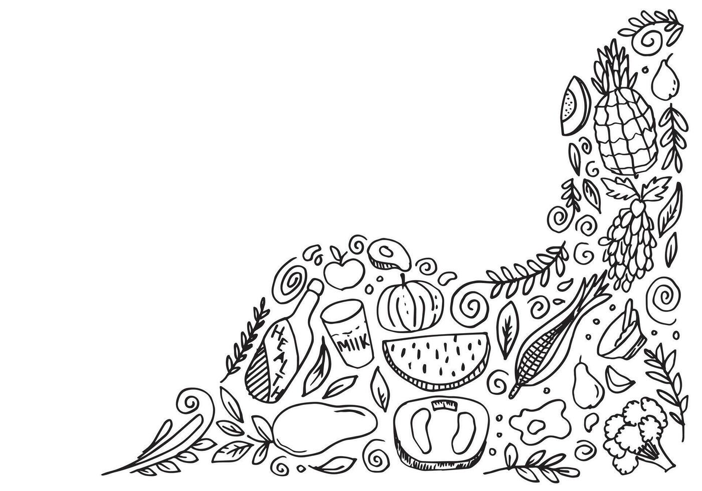 graphic elements for fruits creative art doodle vector