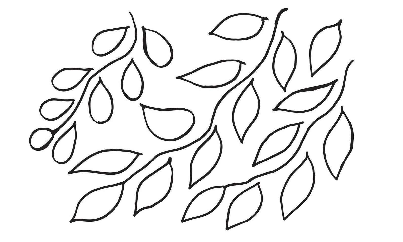 doodle leaves set on white background. vector