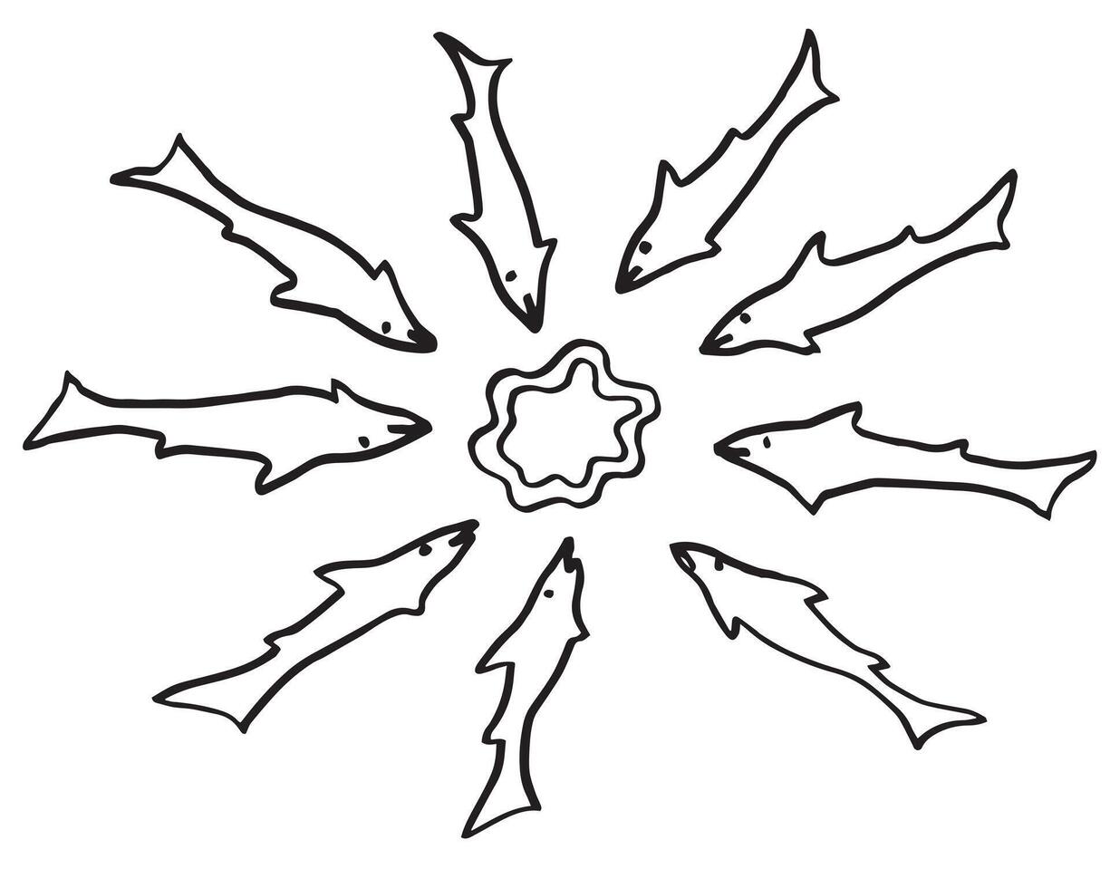 Set of Sharks Hand Drawn on white background vector