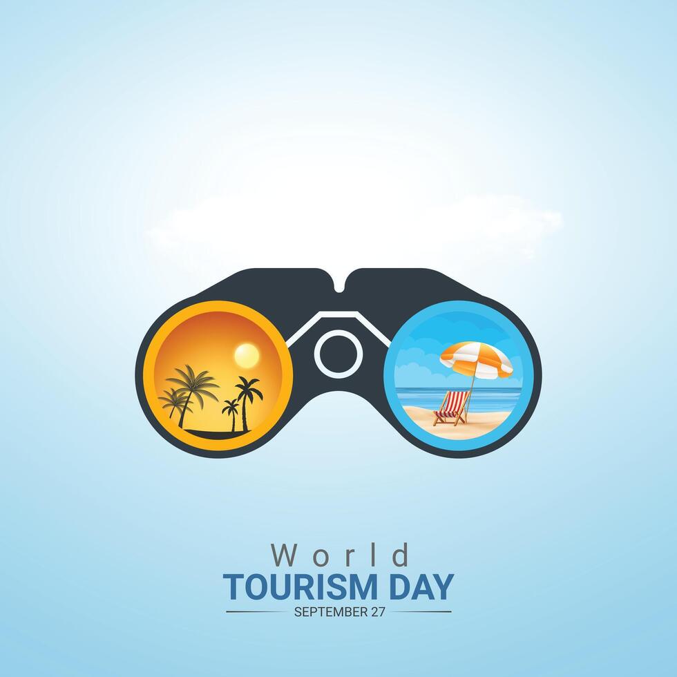 World Tourism Day creative ads design. plane and place isolated on Poster for background. Tourism Poster, , 3d, illustration, Sep 27. Important day, Holiday concept. vector