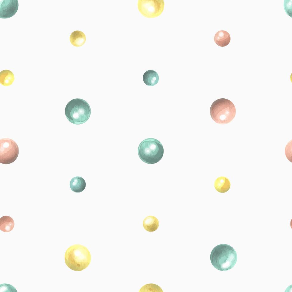Polka dots, colorful confetti, festive on a white background. Watercolor illustration, hand drawn. Seamless pattern for fabric, textile, wallpaper, paper, packaging, wrapping paper greetings vector