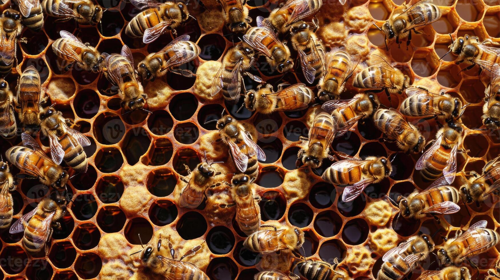 Honey Bee Frame Covered with Bees photo
