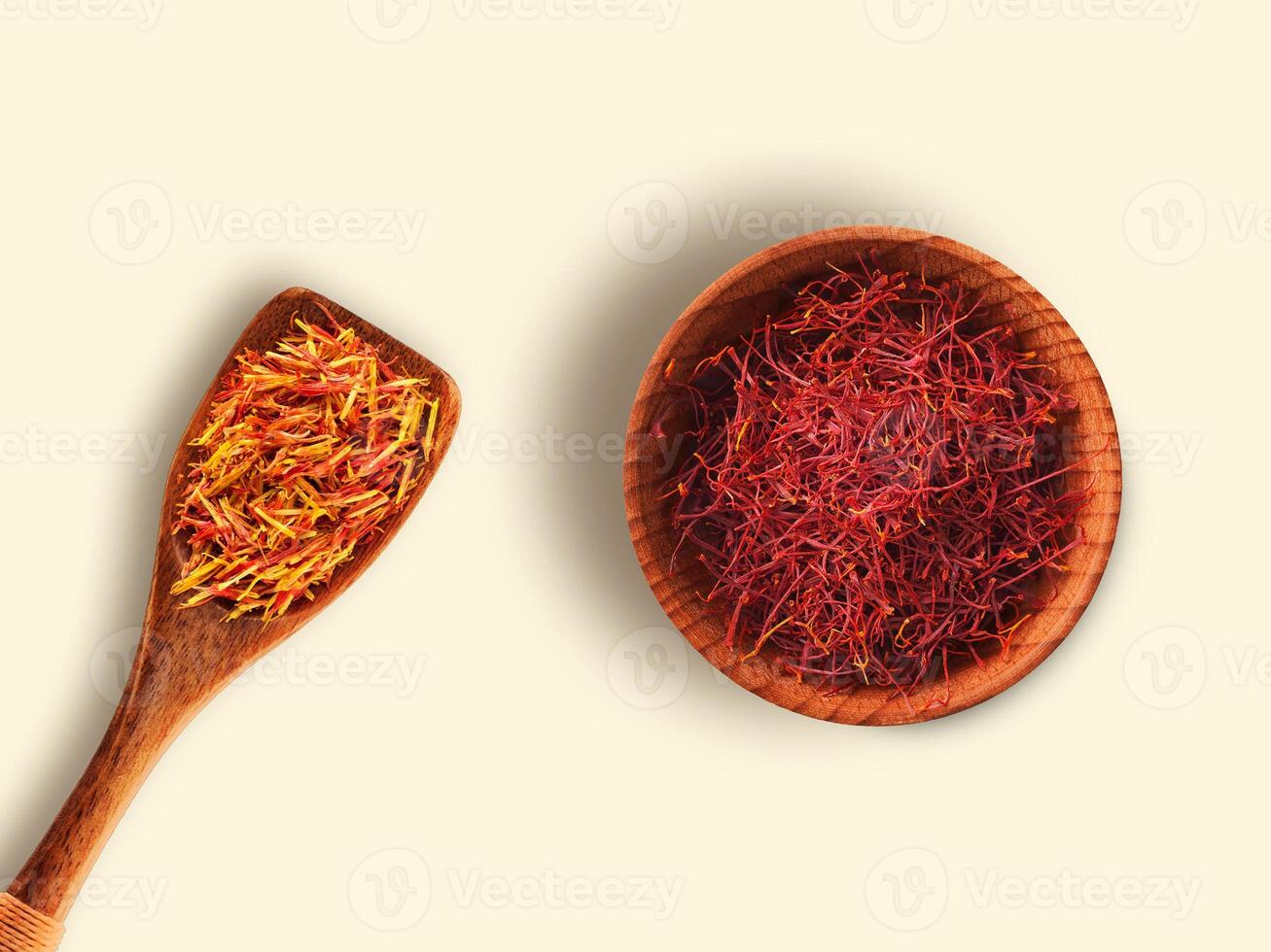 Saffron in Wooden Bowl and Spoon food photo