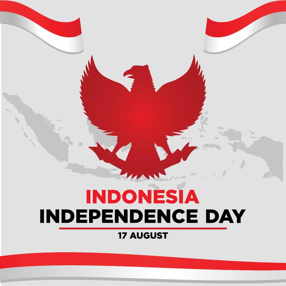 17 August Indonesia Independence day Feed Post Template Design Background vector
