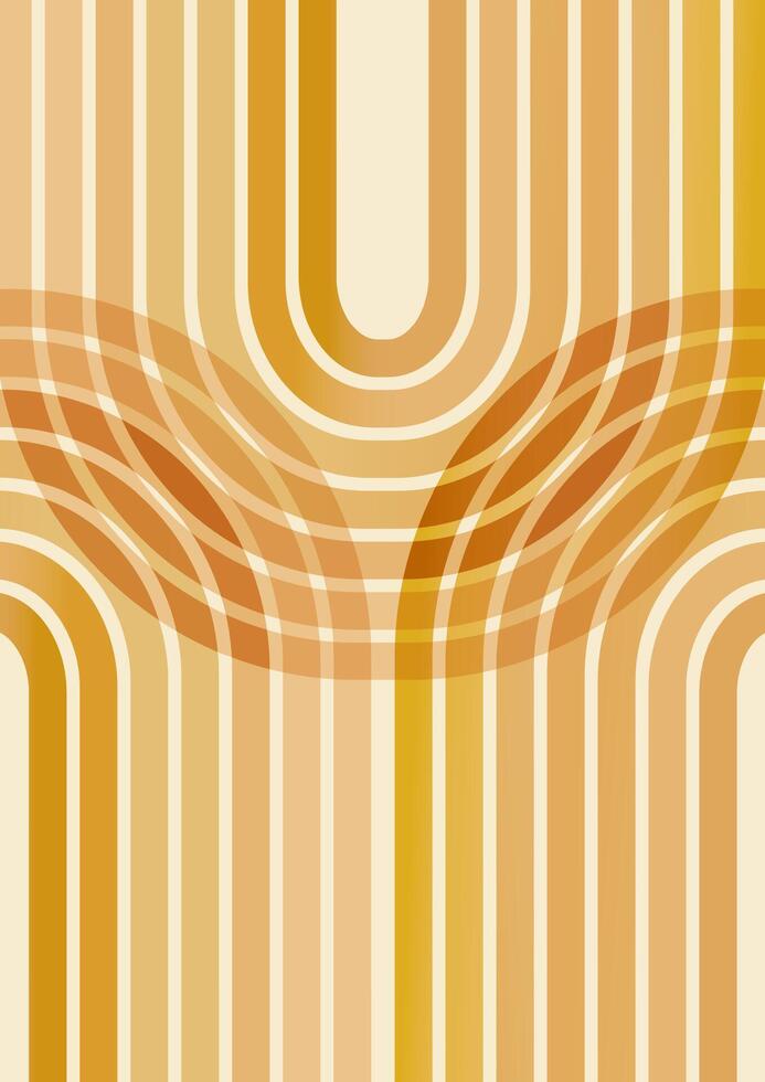 Minimalist aesthetic balancing shapes poster. Aesthetic print with abstract stripes illustration. Burnt orange vector
