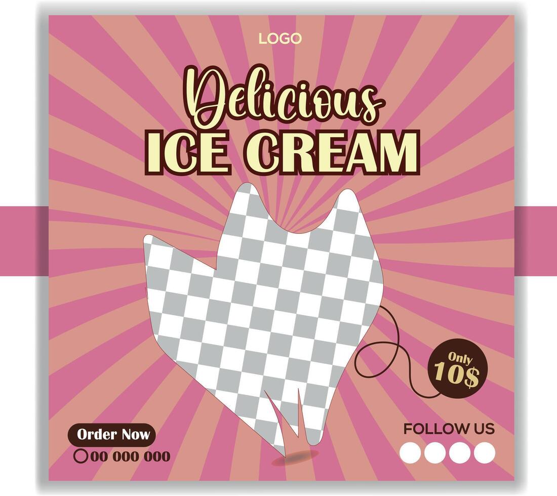 Delicious Ice cream Social Media Post design vector