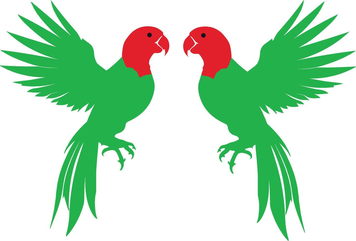 Colorful of Parrots Double Picture Silhouette With White Background vector