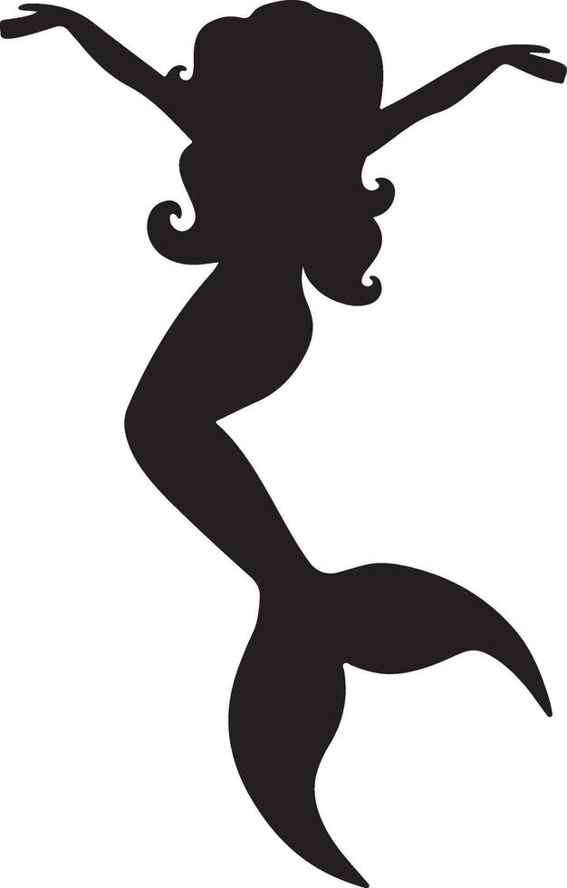 Mermaid silhouette with white background vector