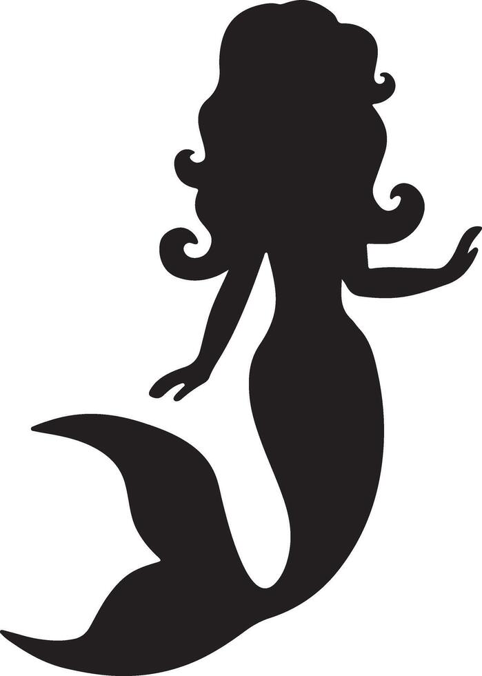 Mermaid silhouette. Girl with a fishtail white background vector