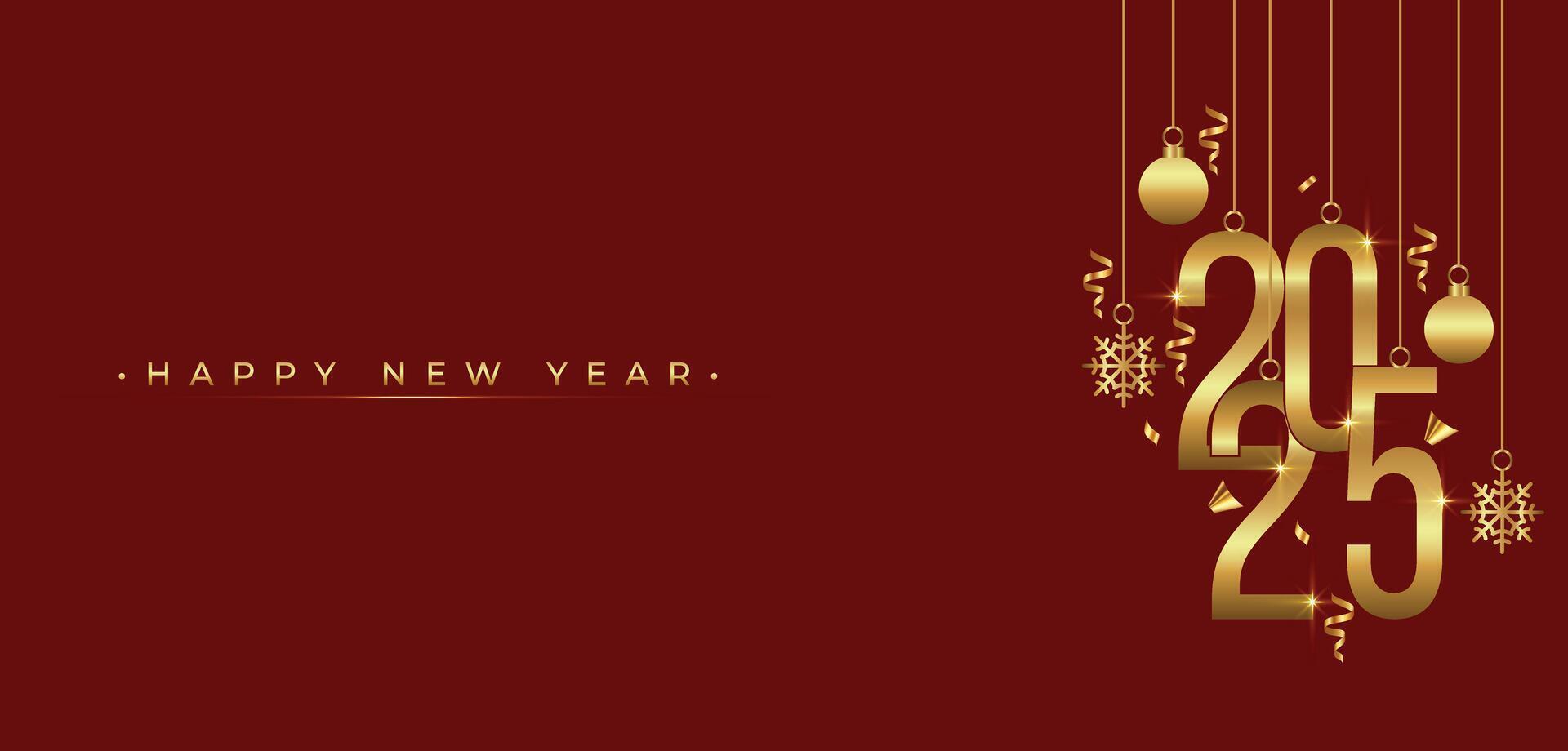 2025 Happy New Year with gold design New year background Greeting Card, Banner, Poster. Illustration vector