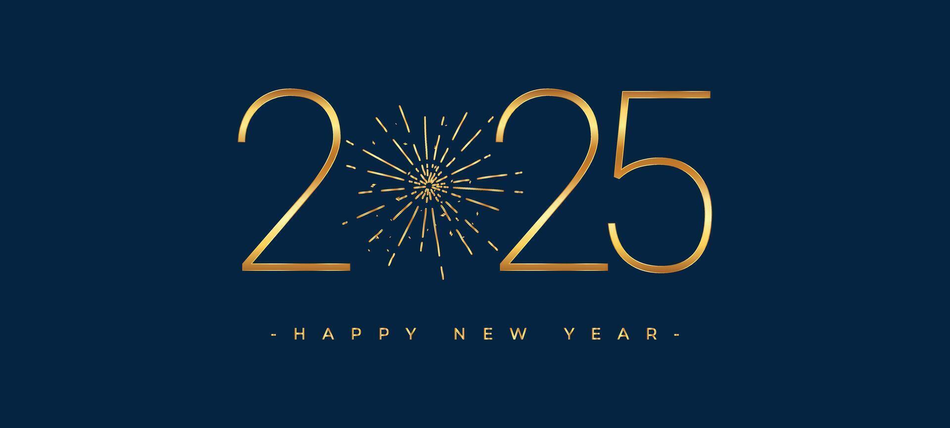 2025 Happy New Year with gold design New year background Greeting Card, Banner, Poster. Illustration vector