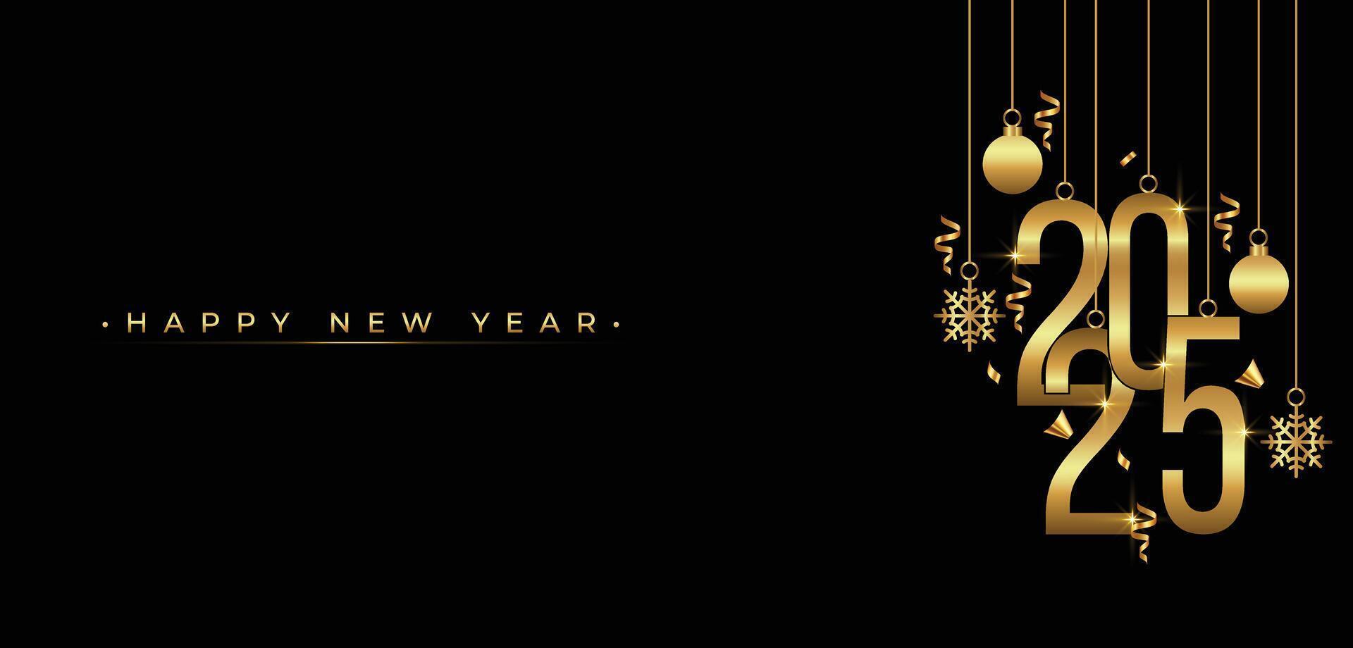 2025 Happy New Year with gold design New year background Greeting Card, Banner, Poster. Illustration vector