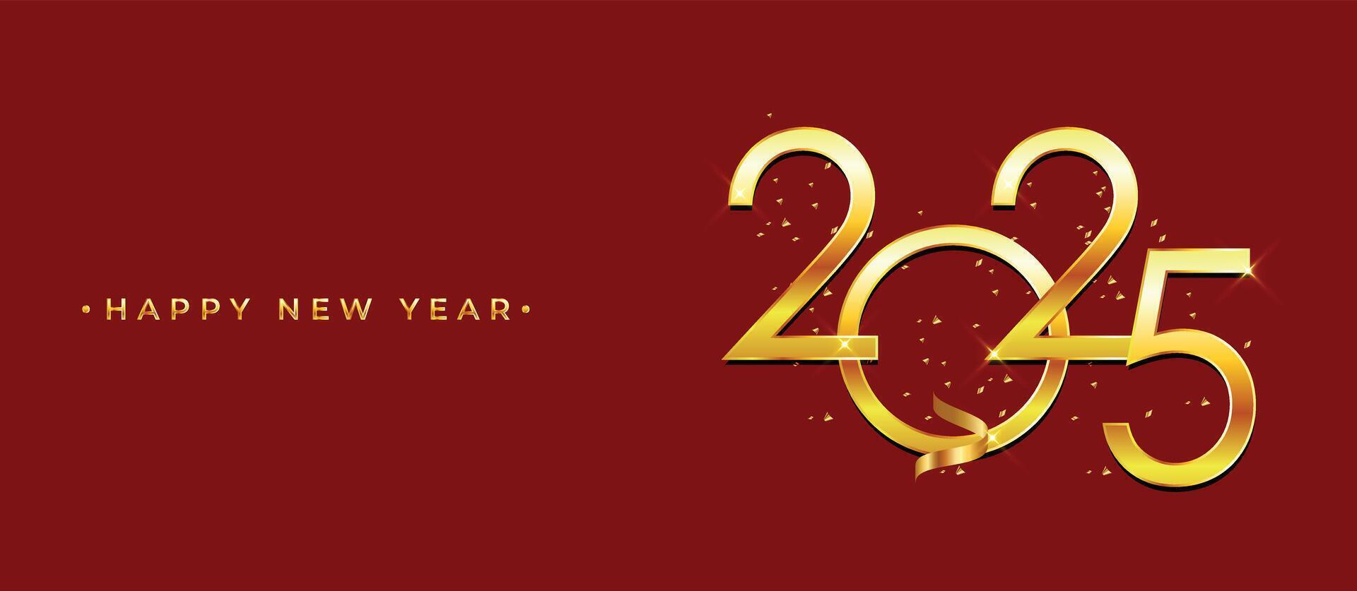 2025 Happy New Year with gold design New year background Greeting Card, Banner, Poster. Illustration vector