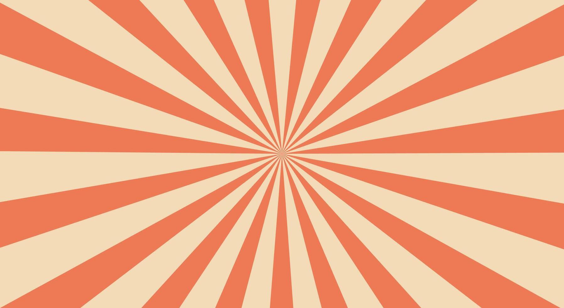 Sunburst background. Retro orange and cream radiant design vector