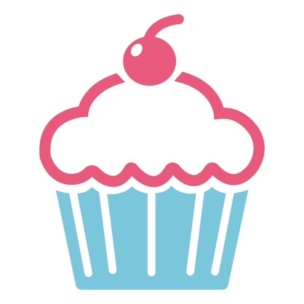 Cute cupcake icon with cherry vector