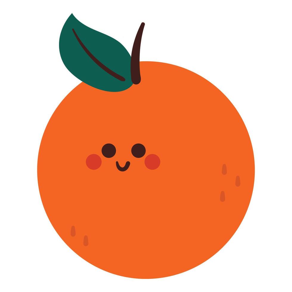 cute drawing cartoon orange fruit. cute fruit drawing character for sticker, icon. cute doodle vector