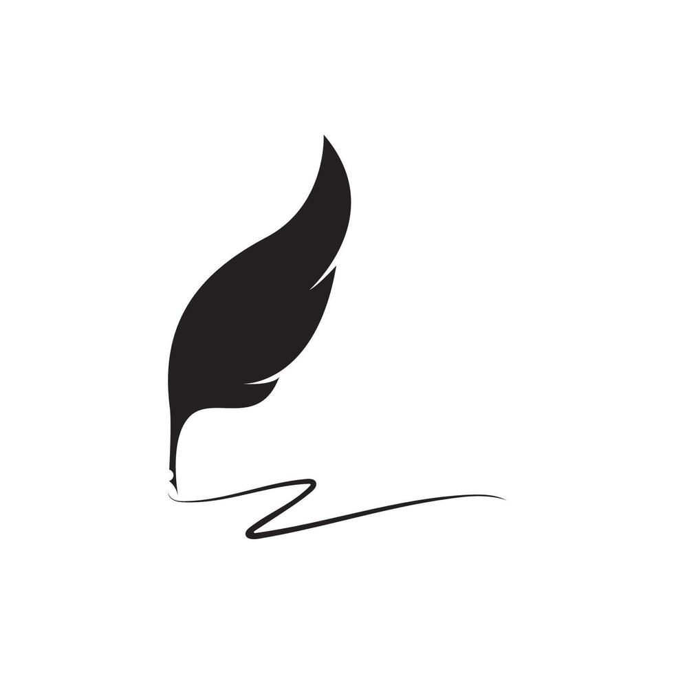 Feather quill design icon and logo illustration vector