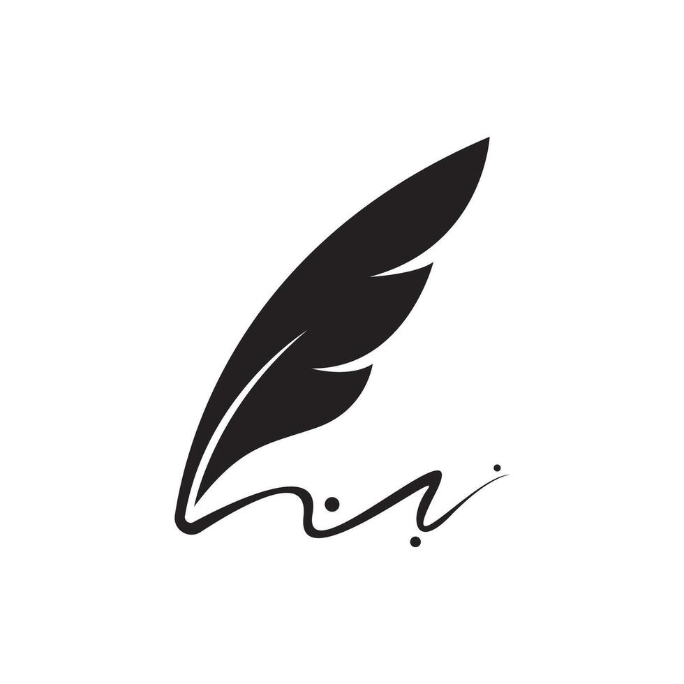 Feather quill design icon and logo illustration vector