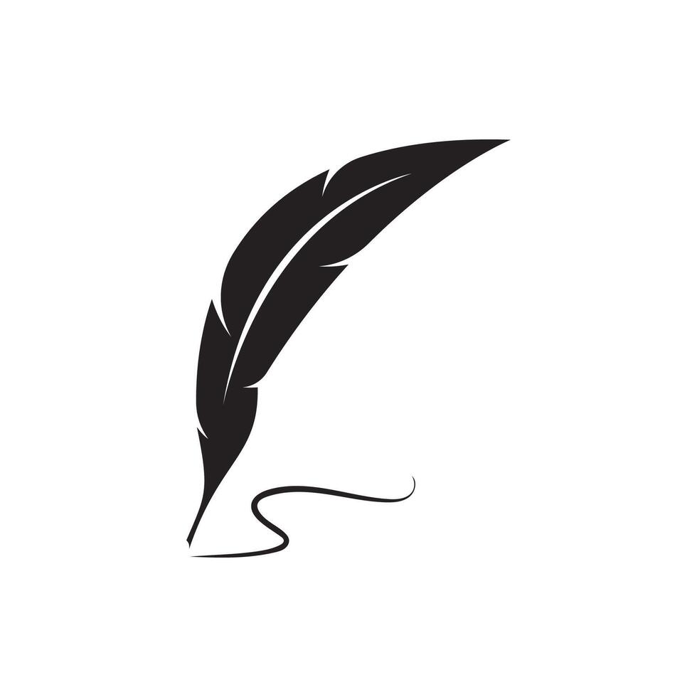 Feather quill design icon and logo illustration vector