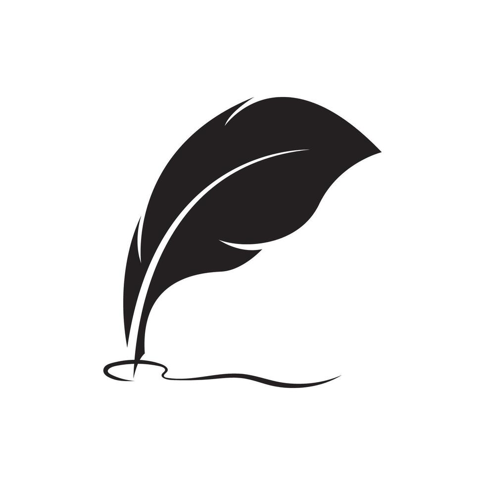 Feather quill design icon and logo illustration vector