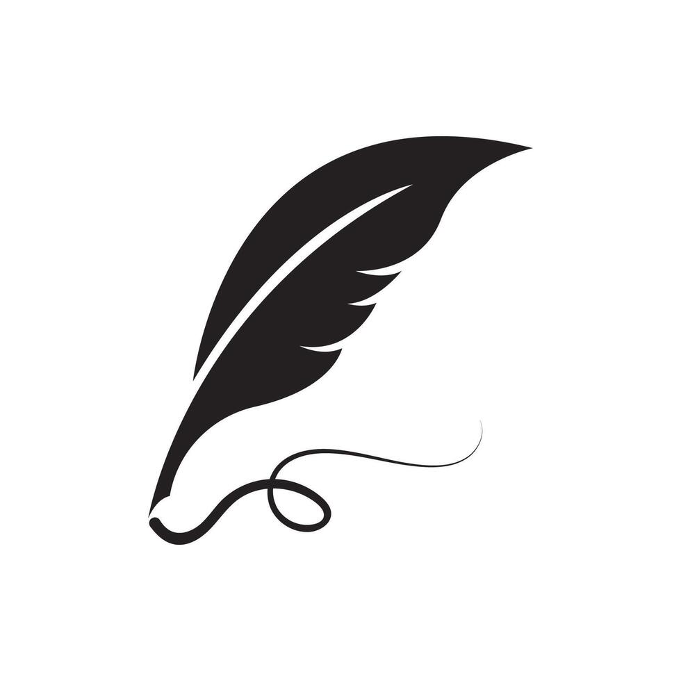 Feather quill design icon and logo illustration vector
