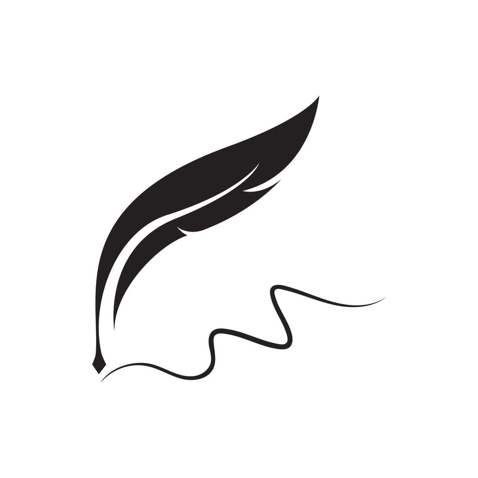 Feather quill design icon and logo illustration vector