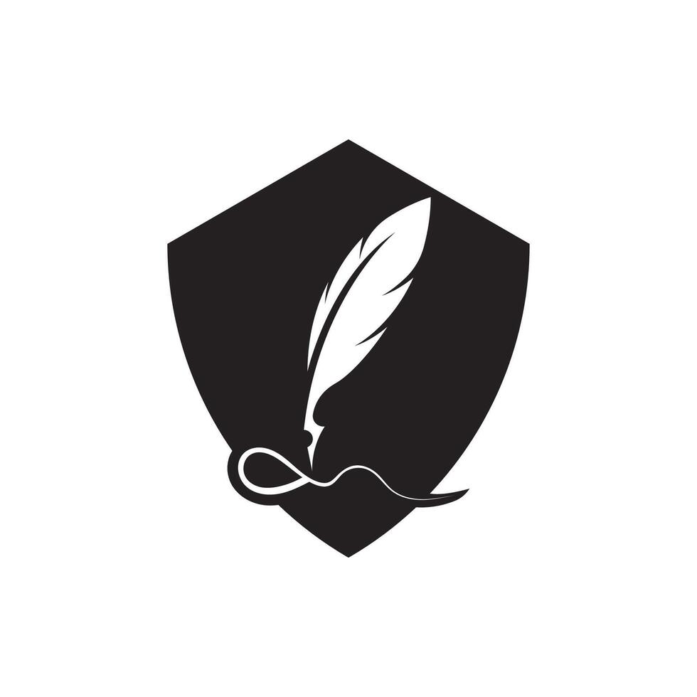 Feather quill design icon and logo illustration vector