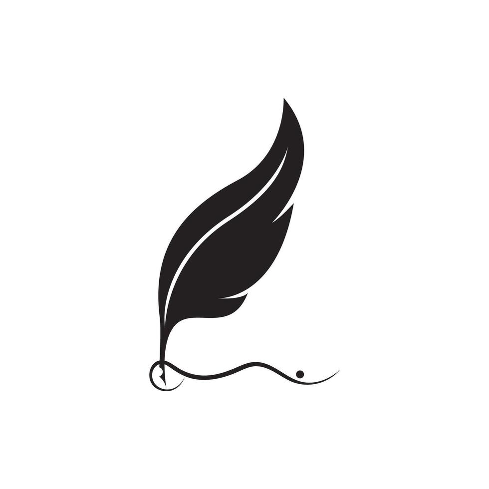 Feather quill design icon and logo illustration vector