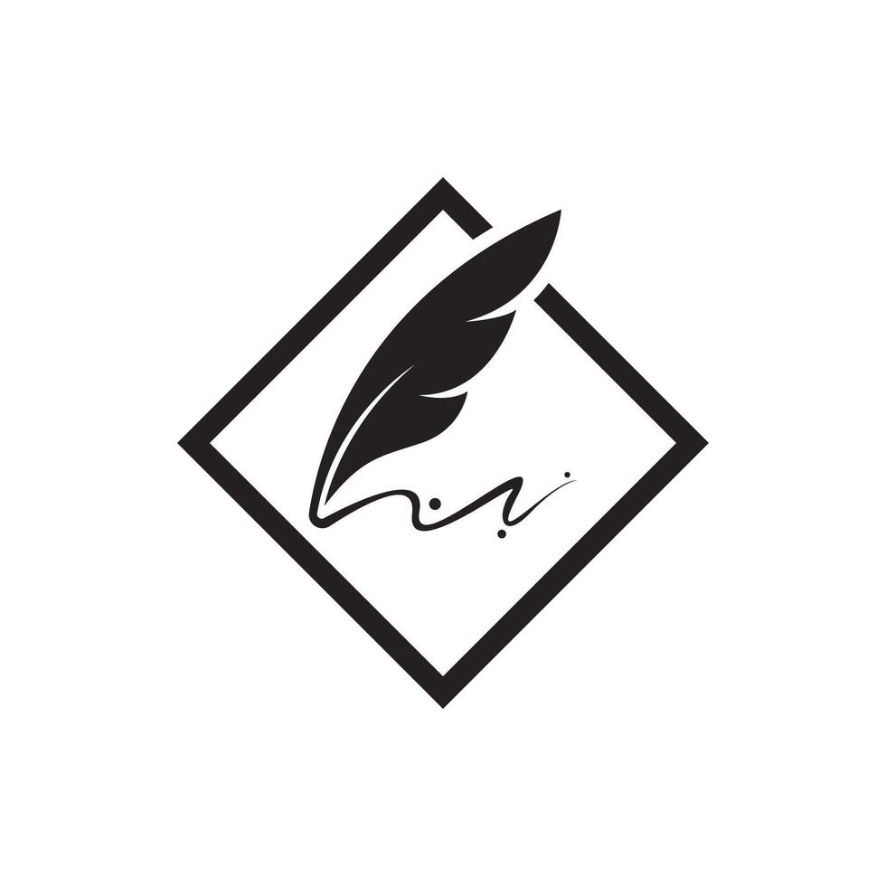 Feather quill design icon and logo illustration vector