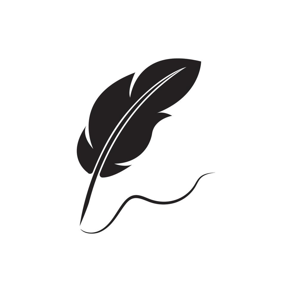 Feather quill design icon and logo illustration vector