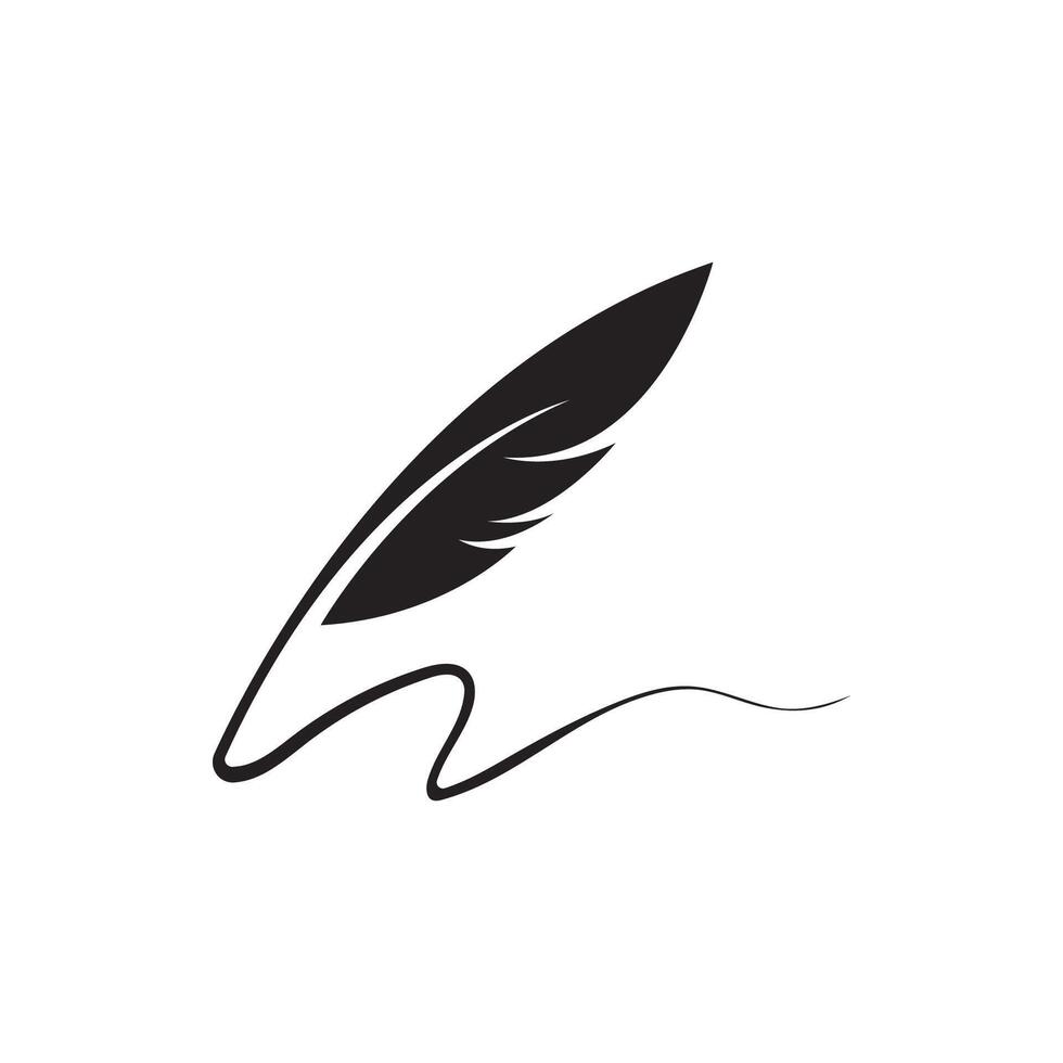 Feather quill design icon and logo illustration vector