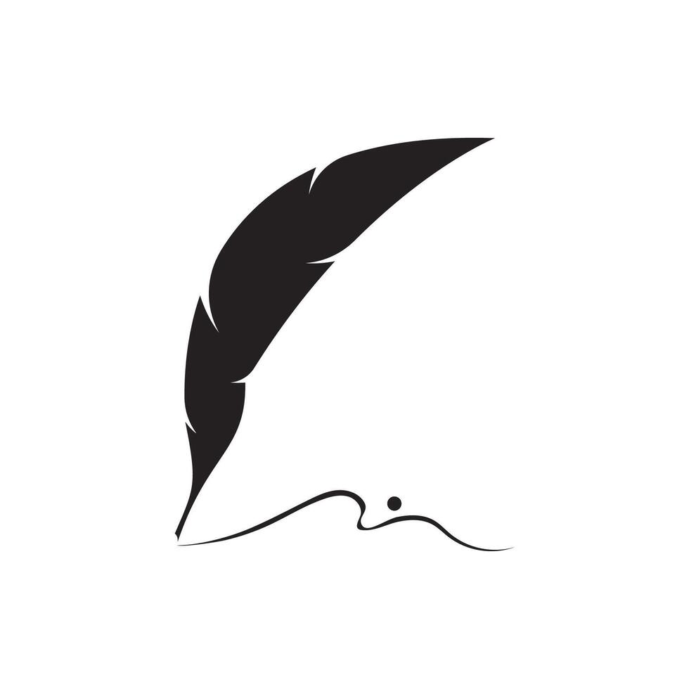 Feather quill design icon and logo illustration vector