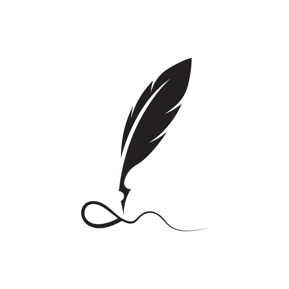 Feather quill design icon and logo illustration vector