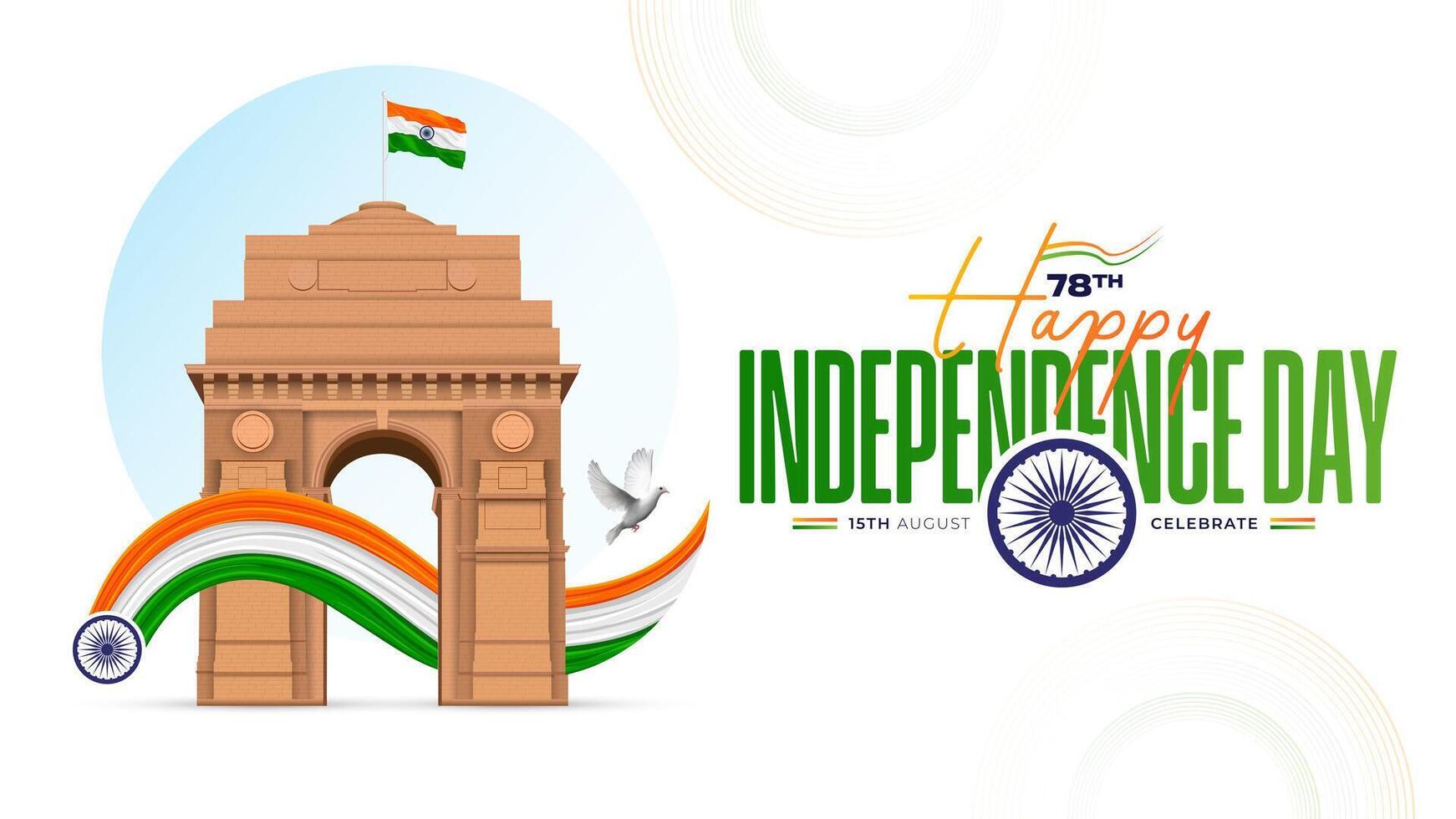 15th August Indian Independence Day 78th Celebration vector