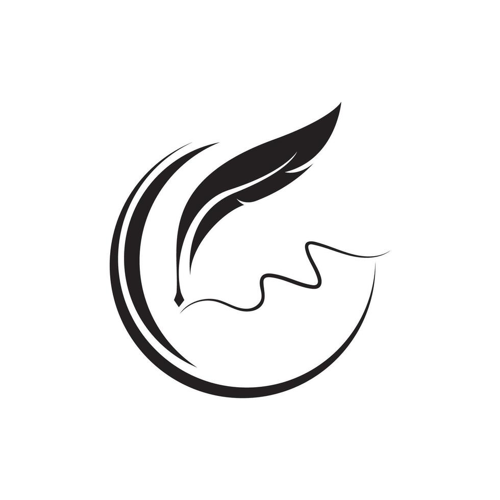 Feather quill design icon and logo illustration vector