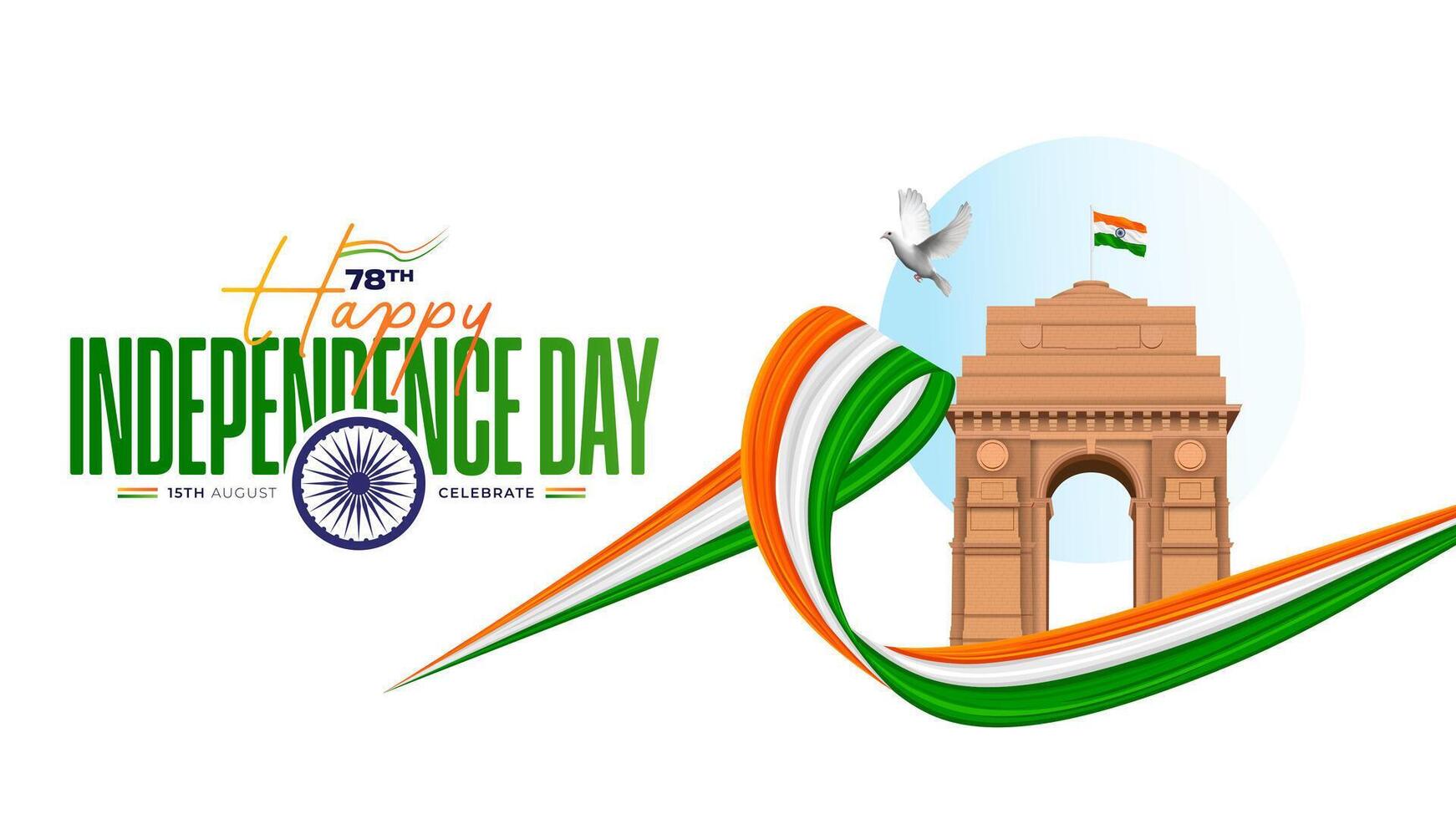 15th August Indian Independence Day 78th Celebration vector