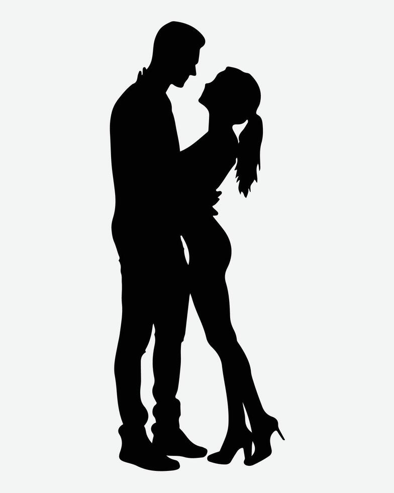 Black and white Couple silhouette. Lovers, kiss. Valentine's Day. illustration for website, printing. Couple black icon on white background vector