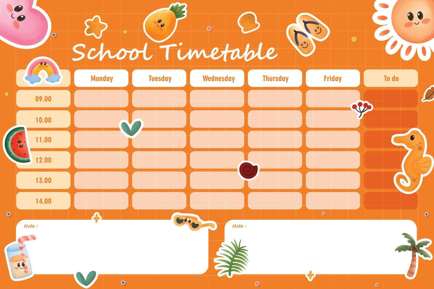Back to School Timetable vector