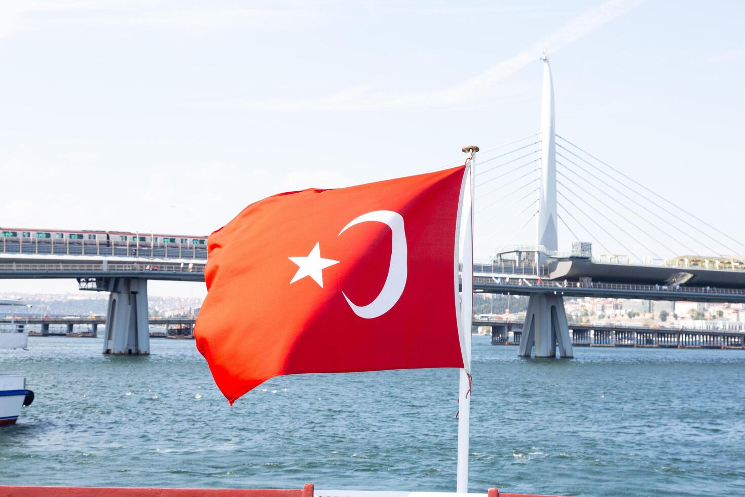 Turkish flag, fluttering in the wind photo