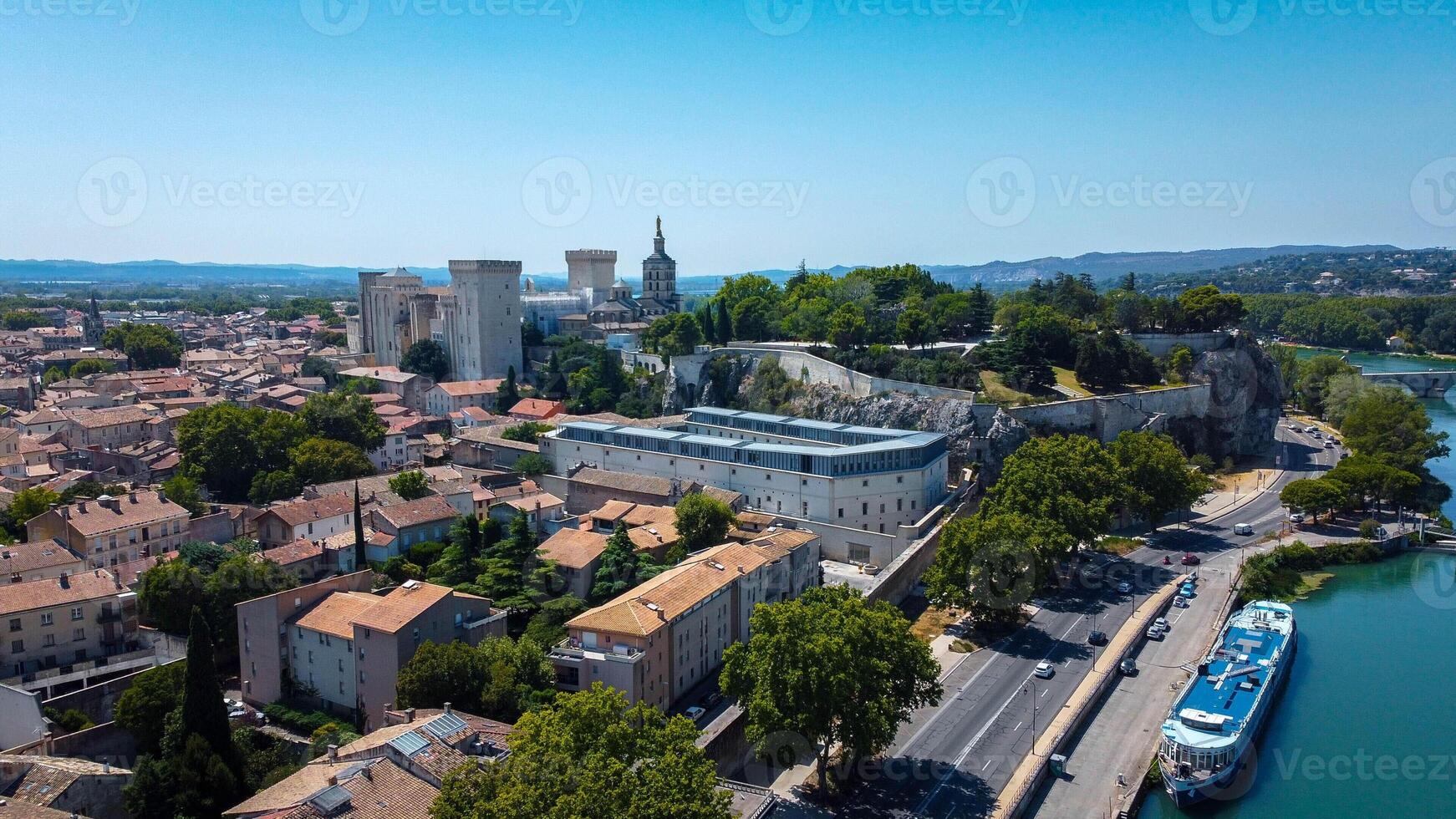Avignon a city of Provence, in the south-east of France, located on the banks of the Rhone, it was the seat of the papacy. The imposing Palace in the city centre, surrounded by medieval fortifications photo