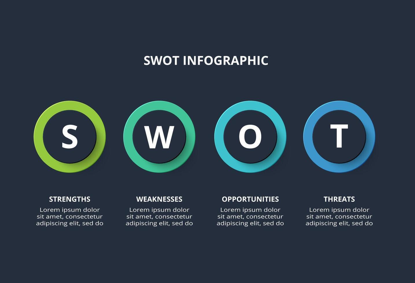 SWOT diagram with 4 steps, options, parts or processes. Template for web on a background. vector