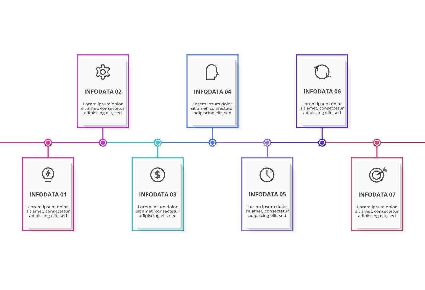 Rectangles infographic with 7 steps, options, parts or processes. Business data visualization. vector