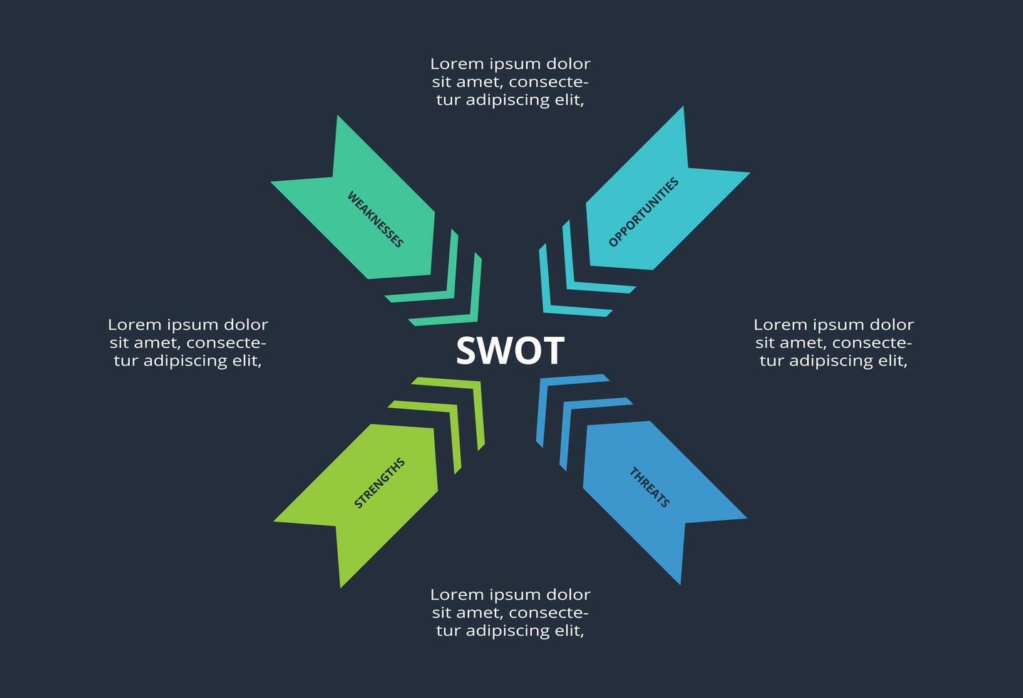 SWOT diagram with 4 steps, options, parts or processes. Template for web on a background. vector