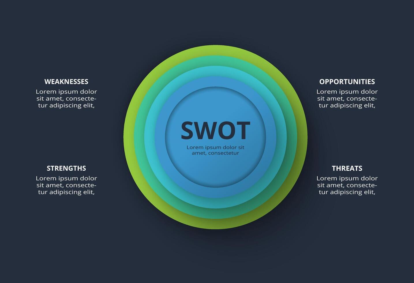 SWOT diagram with 4 steps, options, parts or processes. Template for web on a background. vector