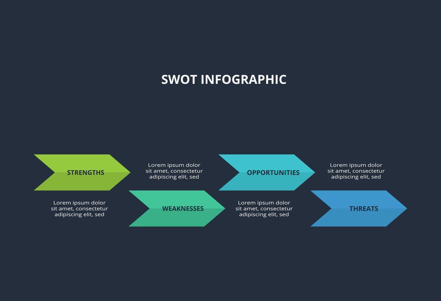 SWOT diagram with 4 steps, options, parts or processes. Template for web on a background. vector