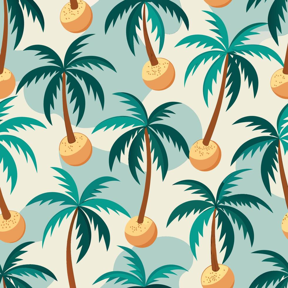 Seamless Tropical Coconut Tree Pattern for Summer Vibes and Beach-Themed Designs vector